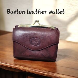 Buxton Leather Burgundy Wallet with Kiss Lock Change Compartment Vintage